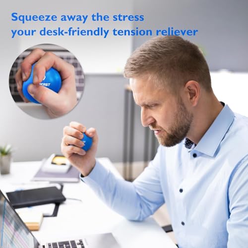 FitBeast 6-Piece Stress Balls Set Gray Sky Black Tri-Density Hand Therapy for Adults