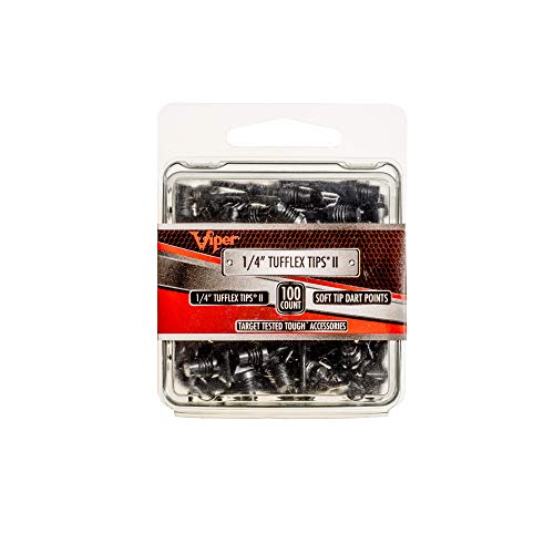 Tufflex II 1/4" Thread Soft Tip Dart Points - Black - 100 Pack