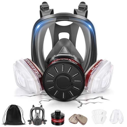 Gas Masks - Gas Masks Survival Nuclear and Chemical with 40mm Activated Carbon Filter&6001CN Filters for Chemical