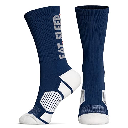 Large ChalkTalkSPORTS Eat Sleep Baseball Crew Socks - Mid-Calf Athletic Socks