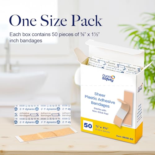 Sheer Plastic Adhesive Bandages - Sterile Water-Resistant Junior 3/8 x 1 1/2