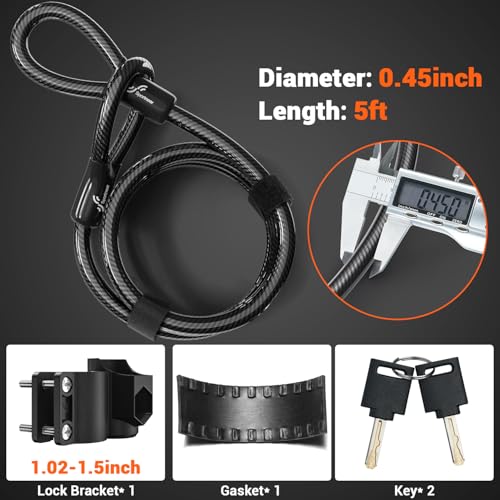Heavy Duty Bike U Lock with 5ft Security Cable - Black