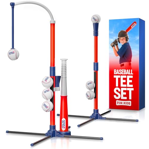 Adjustable T-Ball Set for Kids - Baseball Batting Tee with Soft Balls