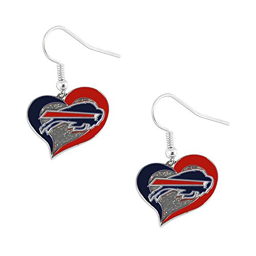 Buffalo Bills Swirl Heart Earrings - 3/4 Inch Charm