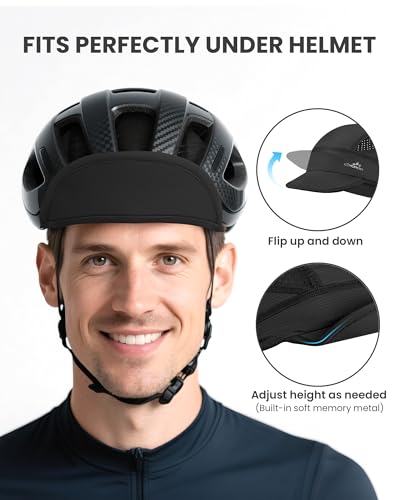 GXCROR Black Cooling Skull Cap for Men Women Lightweight Breathable Helmet Liner Sun Shield for Summer Cycling & Motorcycle