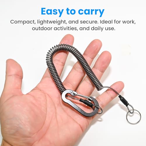 Retractable Steel Wire Coiled Safety Lanyard with Aluminum Hook - 3Pcs