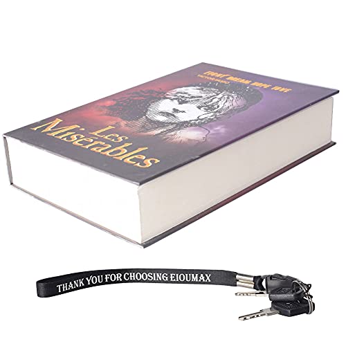 EIOUMAX Booksafe Diversion Secret Real Book Hidden Safe with Key Lock Real Paper Book Locking-Les Miserables