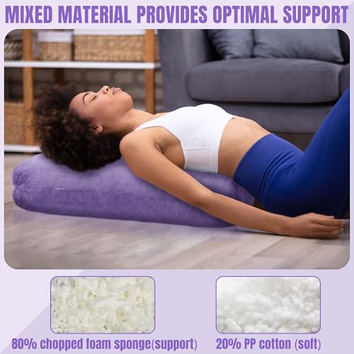 Yoga Bolster Pillow for Meditation - Rectangular Cushion, Purple