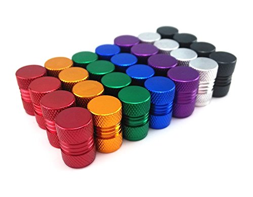28pcs Colorful Aluminum Bicycle Tire Valve Caps - Wheel Hub Shape