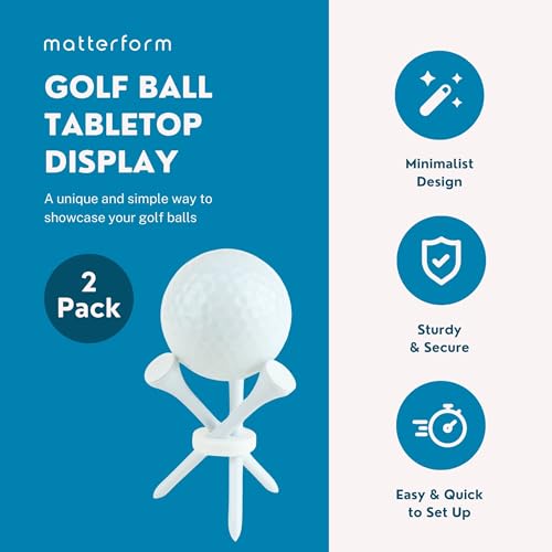 Matterform Golf Ball Display Stand 2-Pack | Tripod Golf Ball Holder for Collectibles & Decor