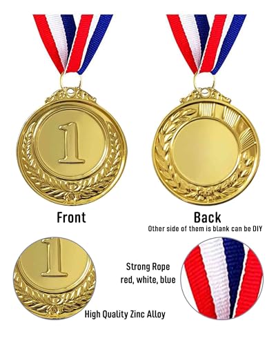 Gold Silver Bronze Award Medals with Neck Ribbons - 3 Pcs Set