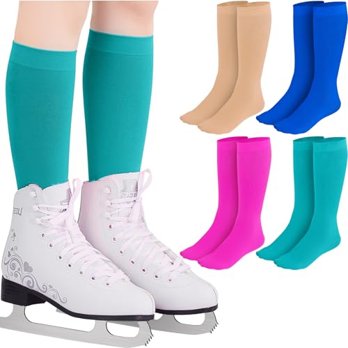 Figure Skating Socks - One Size, Nude, Royal Blue, Fruit Green, Rose Red