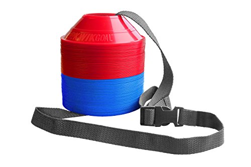 Mini Disc Cone Kit - 50-Pack Training Cones with Carrier - Blue & Red