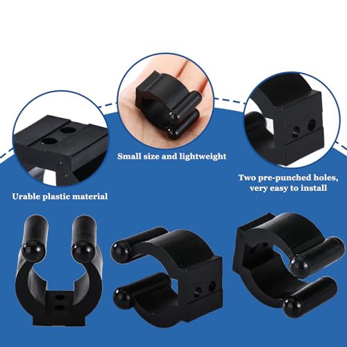 20 Pcs Fishing Rod Clips - Black Holder for Fishing Poles