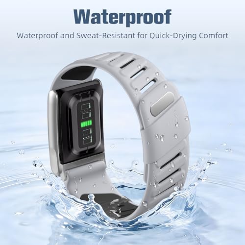 Getino Silicone Sport Strap for Whoop 5.0 Fitness Tracker Grey/Black Adjustable Waterproof Replacement Band