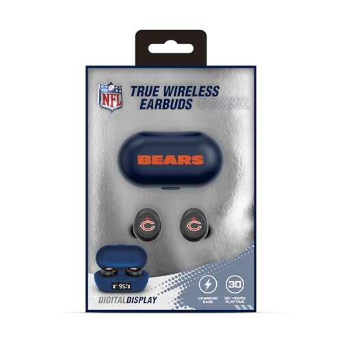 Chicago Bears True Wireless Earbuds - Bluetooth 5.0, 63 Hour Battery