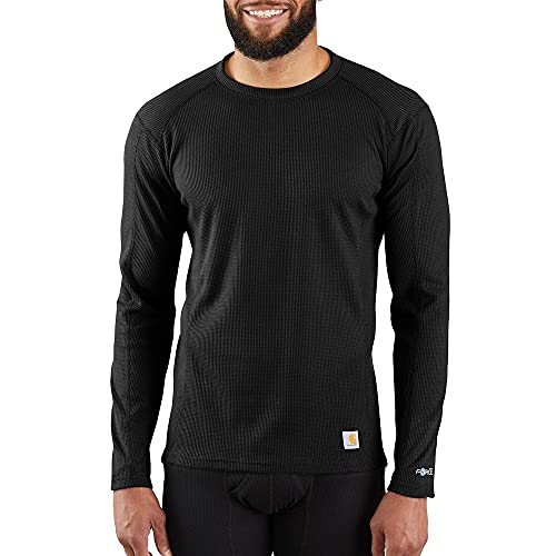 Carhartt Men's Force Midweight Waffle Base Layer Crewneck Top - Large Black