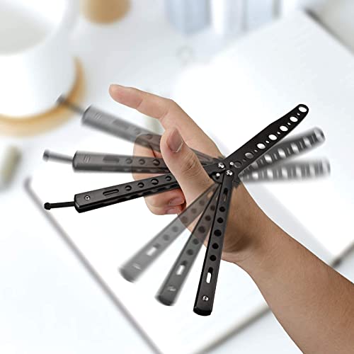 Butterfly Knife Trainer - Unsharpened Practice Tool for Flipping Tricks - Black