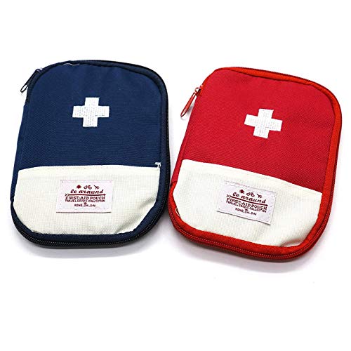 First Aid Kit Bag - Mini Medical Storage Pouch, Red & Blue, Small Size
