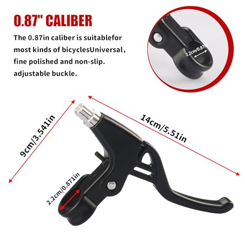 Universal 2.2cm Bike Brake Levers - Aluminum Alloy, Black - 1 Pair