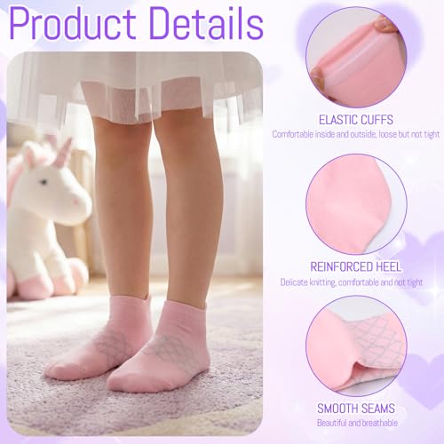 6 Pairs Girls Athletic Ankle Socks - Low Cut Cotton