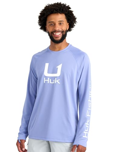 HUK Men's Icon Long-Sleeve Performance Fishing Shirt - Medium Lightning Sky