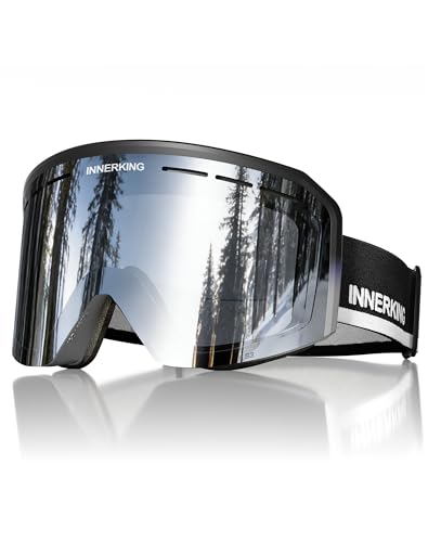 Ski Goggles OTG with Anti-Fog & UV400 Protection - Black Frame Silver Vlt 10%
