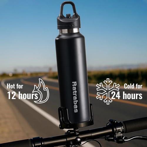 Insulated Water Bottle - 21.6 oz Leak-Proof Tumbler, Black