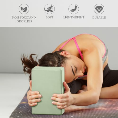 Yoga Block Set - 2 Pcs Soft Non-Slip EVA Foam - Pale Green
