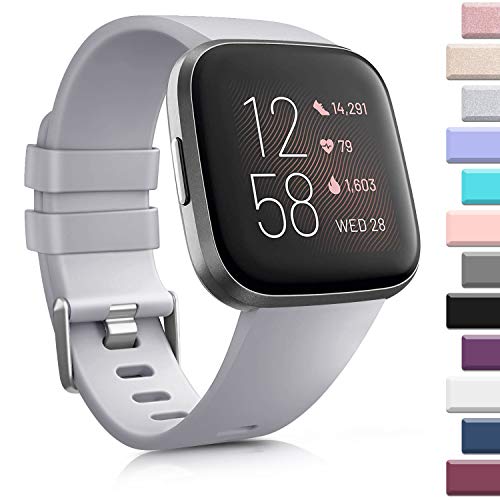 Soft TPU Bands for Fitbit Versa - 3 Pack Black/Navy Blue/Gray
