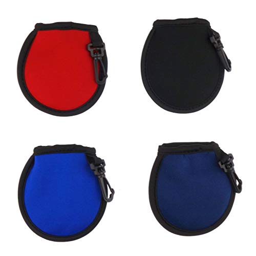 Zelerdo 4 Pack Portable Golf Ball Washer Pouches with Carabiner - Black, Blue, Red, Dark Blue