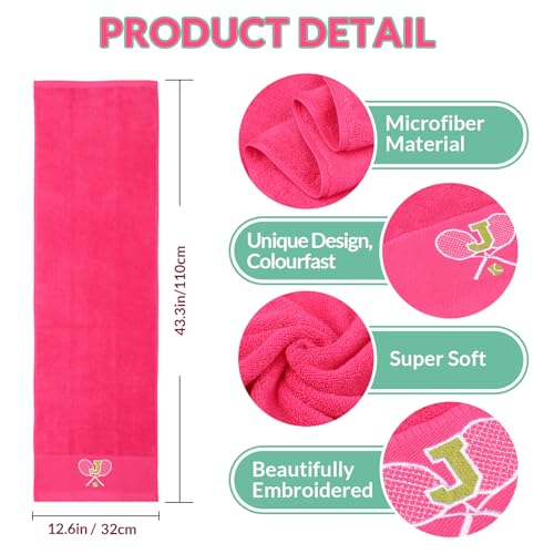 OXYEFEI Pink Initial-C Tennis Towel 13x43 in Cotton Embroidered Gift