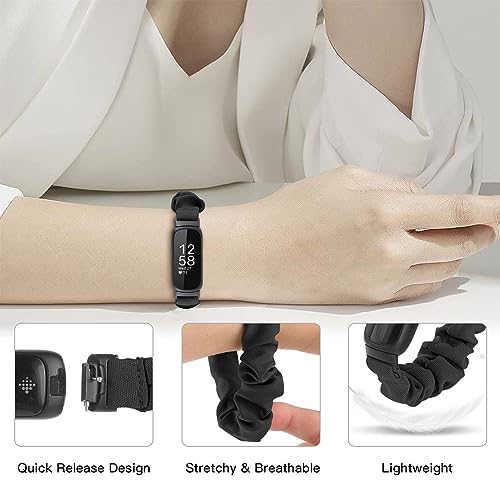 Folavii 2 Pack Stretchy Fabric Fitbit Inspire 3 & 2 Wristbands Small Black/Grey
