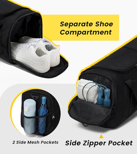 18-Inch Gym Duffel Bag with Shoe Compartment - 27L Water-Resistant