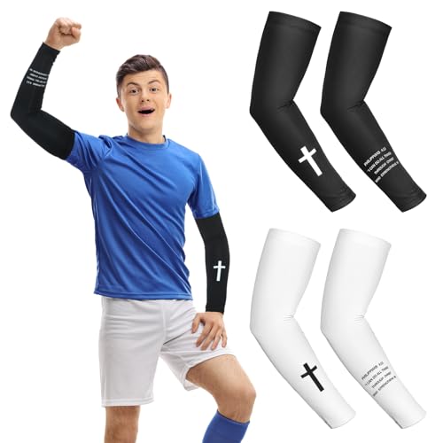 Cross Arm Sleeves for Football - 2 Pairs, White & Black