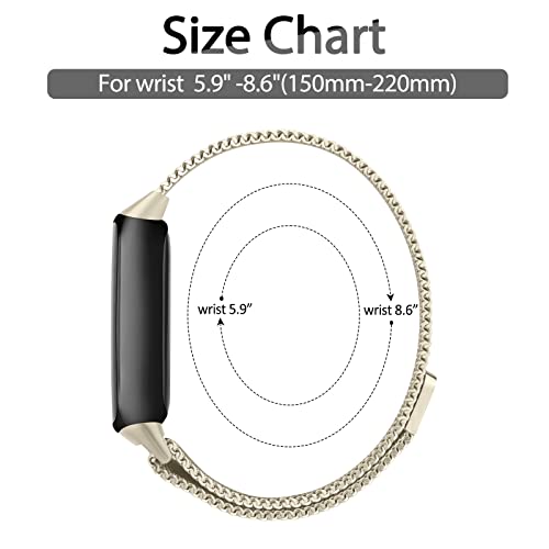 Stainless Steel Mesh Loop Bands for Fitbit Inspire 3 - Adjustable Magnetic Wristband Replacement