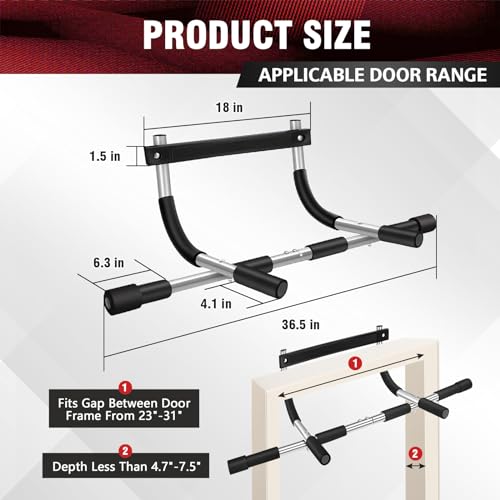Pull Up Bar for Doorway - Portable Strength Training Bar - Silver