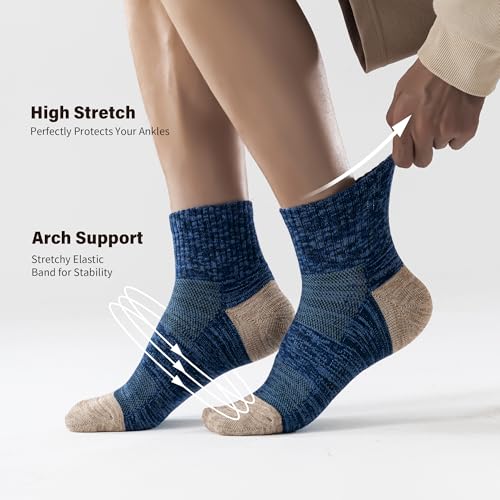 Mottee&Zconia Men’s Cushioned Ankle Socks 5-Pack Multicolor – Moisture-Wicking Work & Daily Comfort (8-10) 5 Pairs