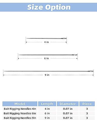 Bait Rigging Needles 6 Inch - 3pcs Stainless Steel for Fishing