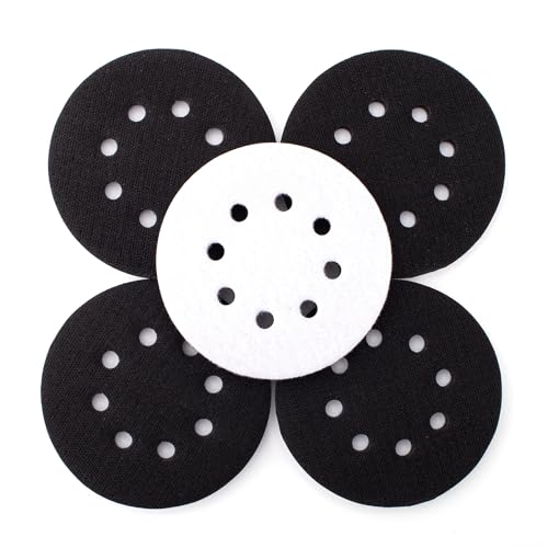 5 Pack 5 Inch Orbital Sander Pads, 8 Holes Sponge Sanding Pads Foam Sanding pad for Orbital Sander