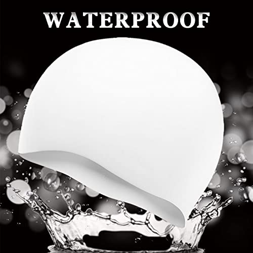 Waterproof Silicone Swim Cap - Comfortable Bathing Cap - White - One Size