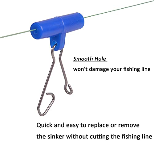 Fishing Line Sinker Slides with Duo Lock Snap - 10pcs