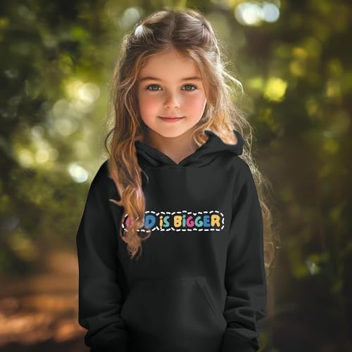 Christian Jesus God Hoodie for Girls - Bible Verse Sweatshirt - Black, 7-8 Years