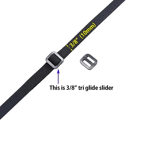 Heavy Duty Plastic Tri Glide Slide Buckle Adjusters - 10 Pack (3/8" / 10mm)