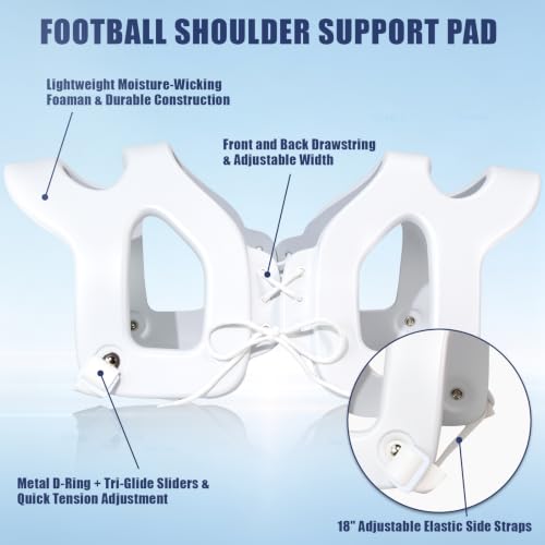 Clasextr Shoulder Injury Pad - Under Shoulder Protection for Football, Hockey & Lacrosse (Adult 20 x 9 in)