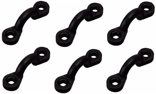 Black Injection Molded Nylon Pad Eyes - Pack of 6 for Kayak & Boat
