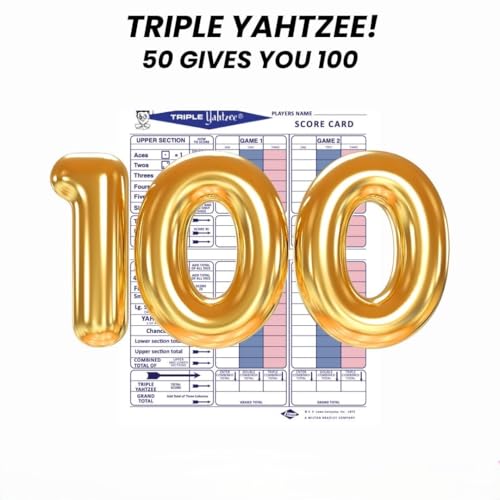 Large Double-Sided Triple Yahtzee Score Sheets - 100 Pages