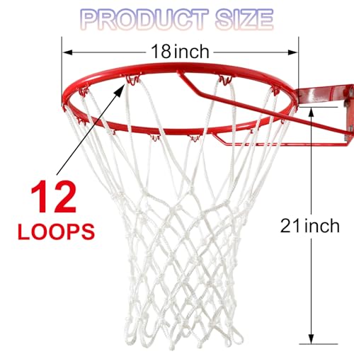 Heavy Duty Basketball Net Replacement - 12 Loops, All Weather
