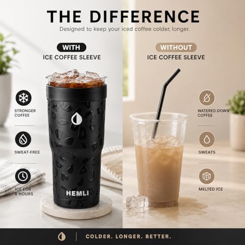Hemli Iced Coffee Sleeve Universal 16–24 oz Insulated Koozie - Red Purple