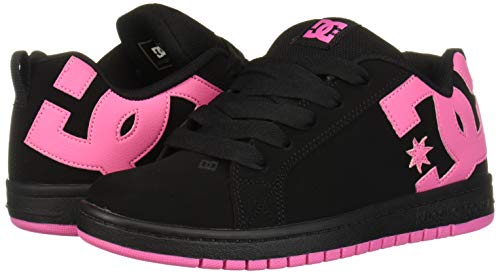 DC Girl's Court Graffik Shoe, Black/Pink, 5 M M US Big Kid